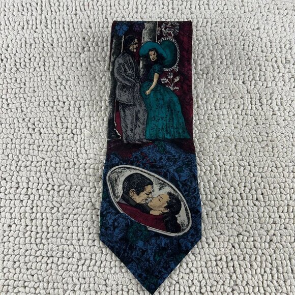 90s Vintage Gone With The Wind Silk Necktie Tie Movie American Film Classics - Picture 1 of 6